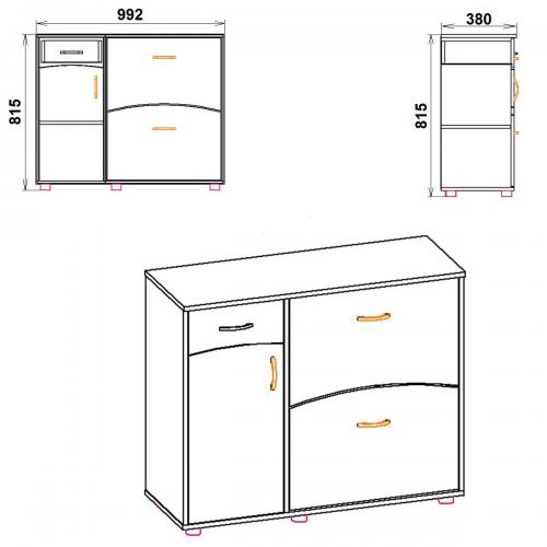 Тумба для взуття Компаніт ТО-5 Горіх екко (99х38х82 см) Тумба для взуття Компаніт ТО-5 Горіх екко (99х38х82 см)