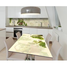 Наклейка 3Д вінілова на стіл Zatarga «Кошик винограду» 600х1200 мм для будинків, квартир, столів, кав'ярень, кафе