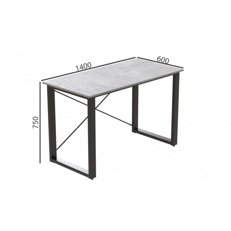 Письмовий стіл Ferrum-decor Драйв 750x1400x600 Чорний метал ДСП Бетон 32 мм (DRA175)
