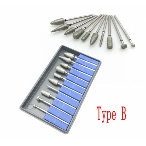 Набір алмазних буров, фрез 10 шт Набір алмазних буров, фрез 10 шт