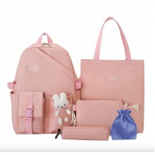 Рюкзак шкільний для дівчинки Hoz CLBD 5 в 1 41х30х14 см Рожевий (SK001635)