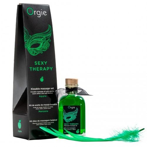 Набір для масажу Orgie – Sexy Therapy Apple (100 мл), їстівна розігрівальна олія + пір’їнка Набір для масажу Orgie – Sexy Therapy Apple (100 мл), їстівна розігрівальна олія + пір’їнка