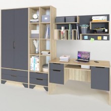 Стінка в вітальню Тиса Мебель Збірка-2 Сонома Білий 2050x550x2800 мм