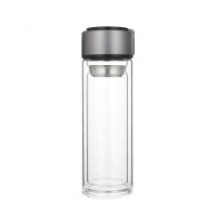 Термос скляний з подвійними стінками та ситечком YIWU 300 мл Сірий (HP-14-39G)