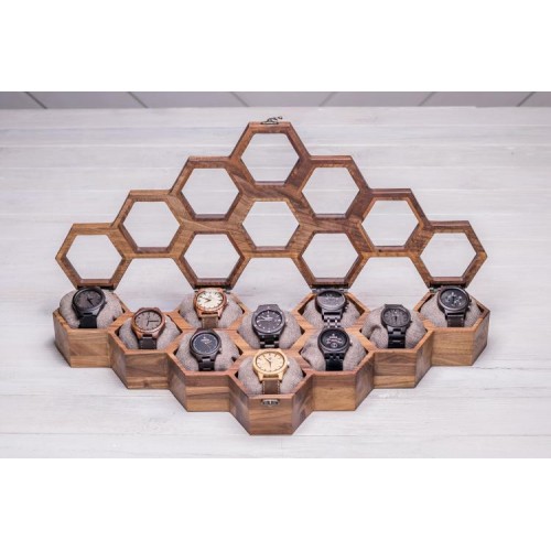 Сотова скринька-органайзер для 10 годинників ecoWalnut 7.8х59.7х23.5 см Сотова скринька-органайзер для 10 годинників ecoWalnut 7.8х59.7х23.5 см