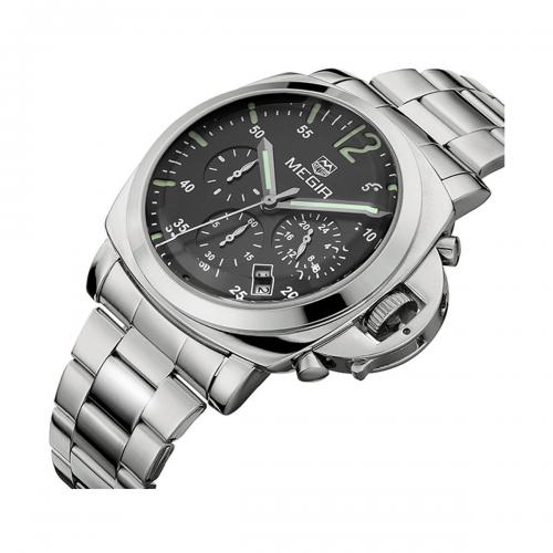 Годинник Megir Silver Black Silver MG3006 SS (MS3006G-1)