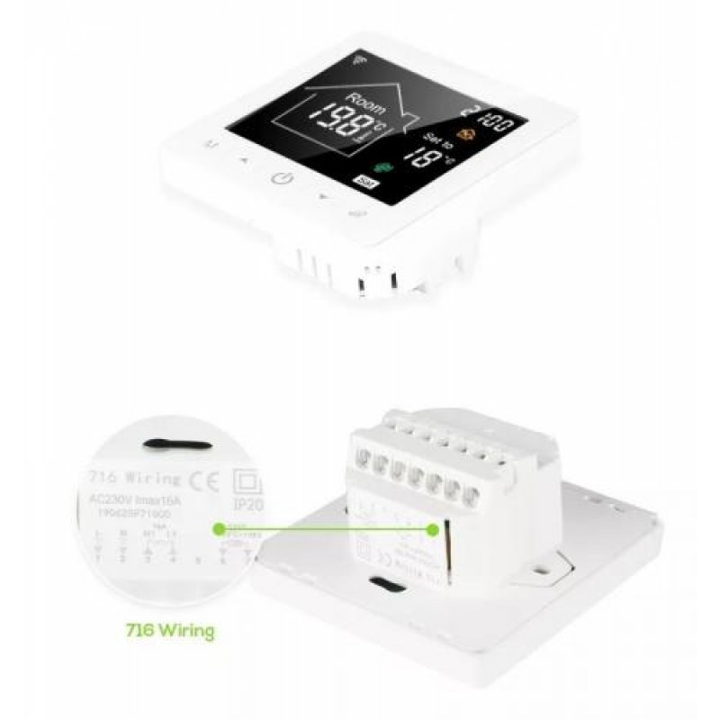 Терморегулятор сенсорний з Wi-Fi Oshland М2 для водяної/електричної теплої підлоги сумісний з TUYA 