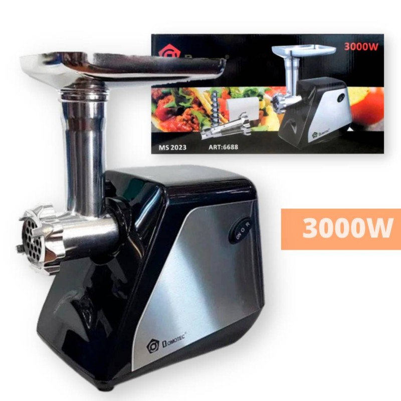 Електром'ясорубка із соковижималкою та насадками для ковбас та кебе Domotec MS-2023 чорна 3000W (MS-2023_1840)