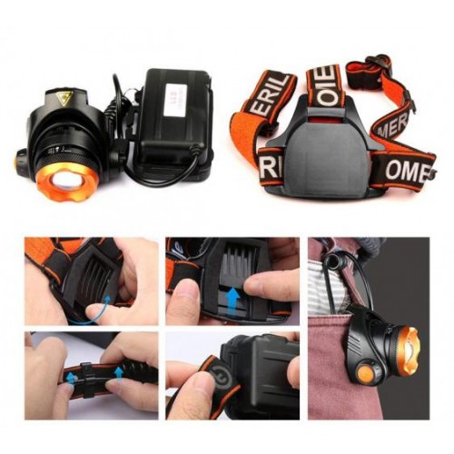 Налобний акумуляторний ліхтар X-BALOG OMERIL LD070 T6 Zoom