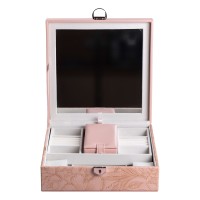 Скринька-органайзер для прикрас YIWU 25x25x8.5 см Рожевий (HP-5-22P)