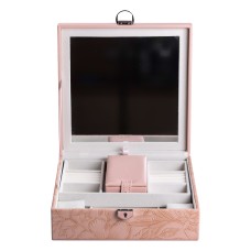 Скринька-органайзер для прикрас YIWU 25x25x8.5 см Рожевий (HP-5-22P)