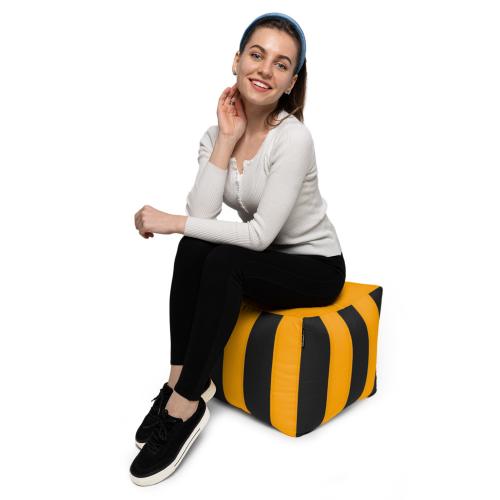 Пуф Кубик Смугастий Оксфорд 40х40 Студія комфорту Чорний + Жовтий