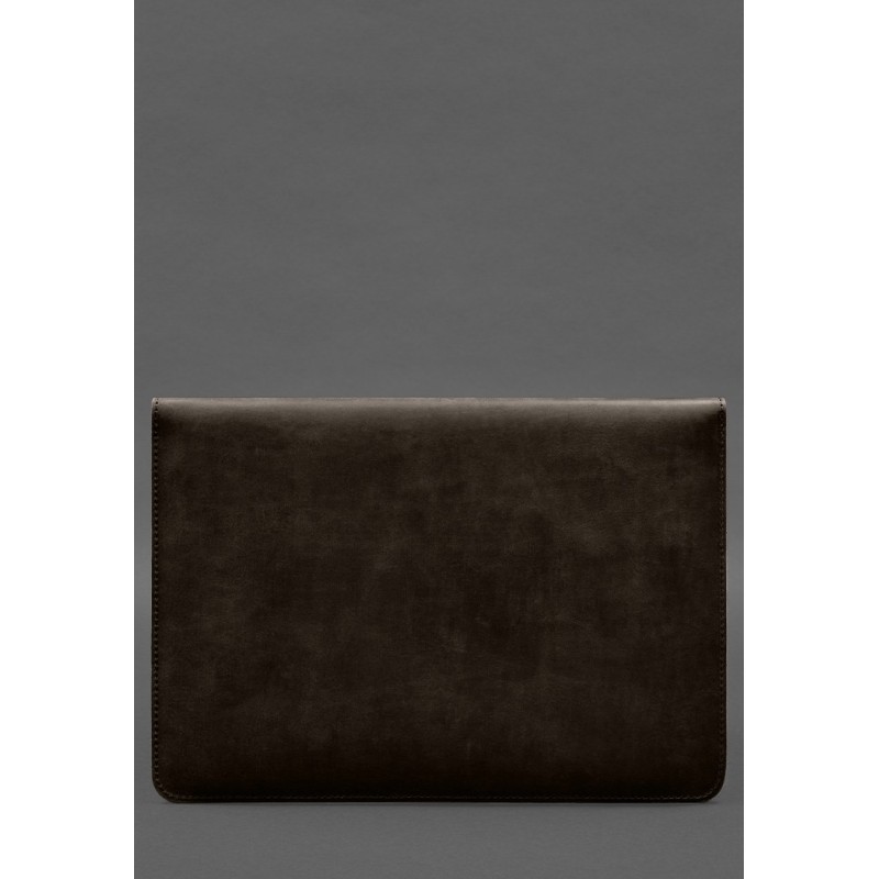 Чохол-конверт із клапаном шкіра+фетр для MacBook 16 Темно-коричневий Crazy Horse BlankNote