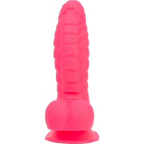 Ребристий фалоімітатор на присосці ADDICTION — Tom 7″ Dildo With Balls — Pink, віброкуля в подарунок в інтернет супермаркеті PbayMarket!