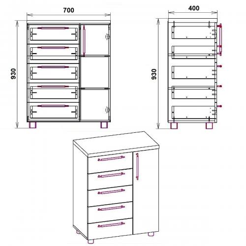 Комод МГ-2 тумба-1 Компанит венге комбі Комод МГ-2 тумба-1 Компанит венге комбі