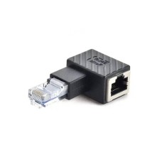 Перехідник адаптер з'єднувач конектор RJ45 MtoF LAN 90° Лівий Чорний