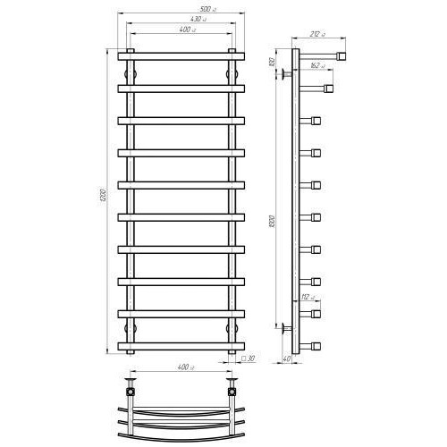 Сушарка електрична Lotos П10 400х1200 Deffi Чорний JD04 Праве підключення (A.LO.120.40.10.E.B.R.2) в інтернет супермаркеті PbayMarket!