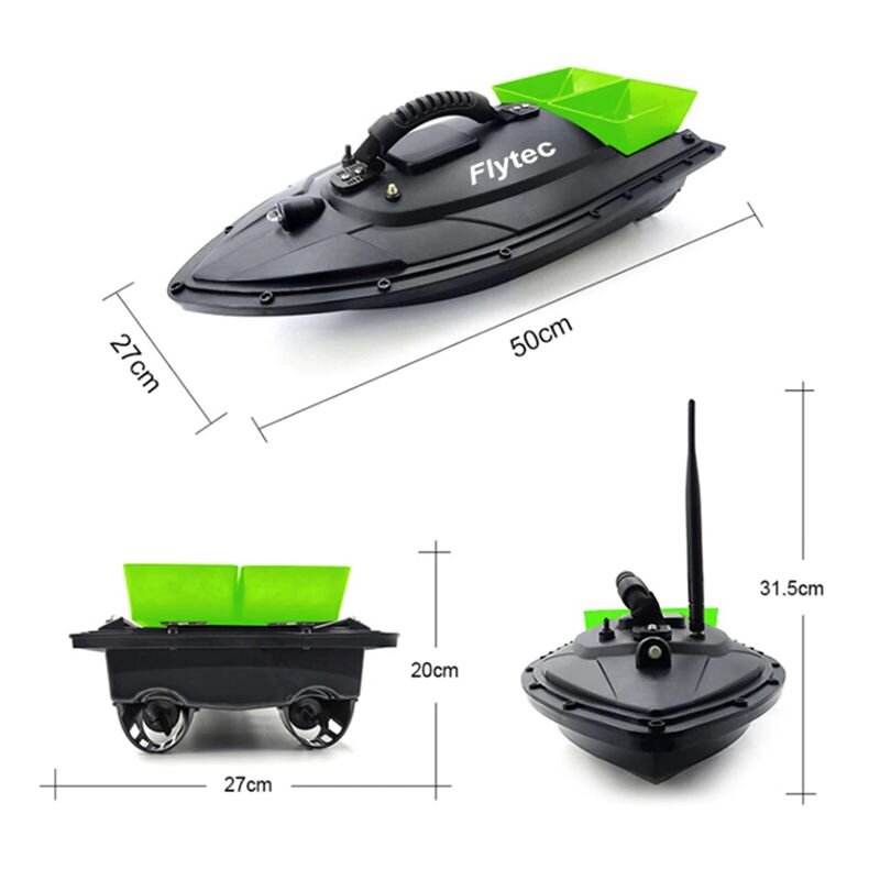 Кораблик для підгодовування риби Flytec HQ2011 на радіоуправлінні, зелена годівниця