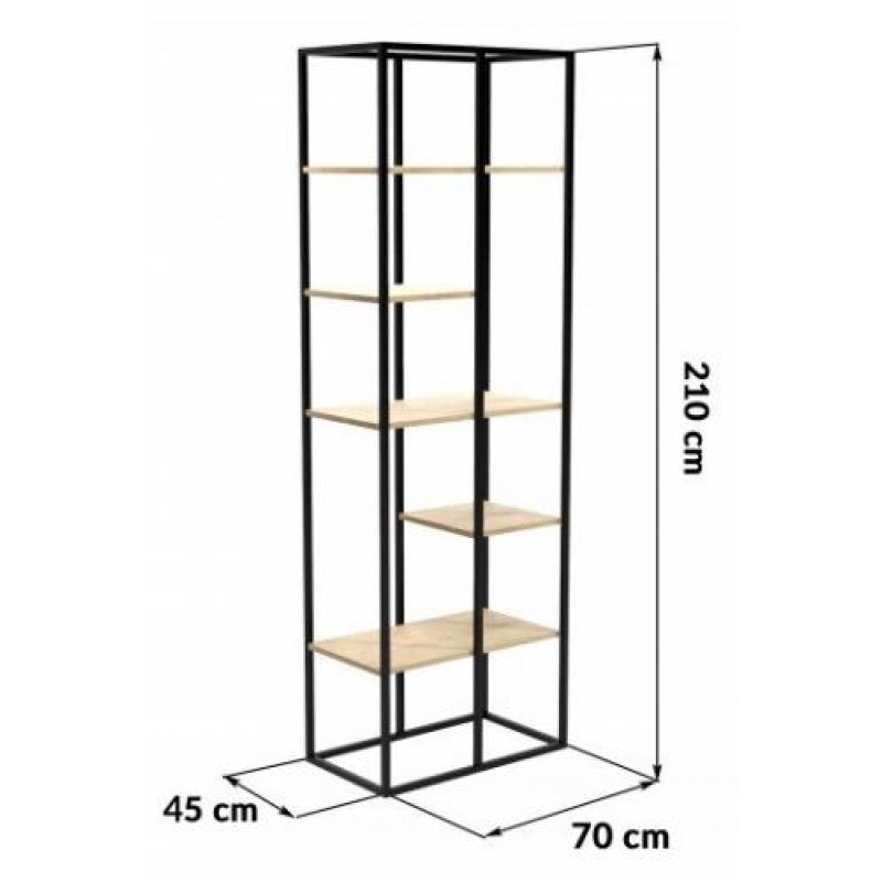 Стелаж для зберігання в стилі Loft NS-1721 2130x700x450 мм Черный