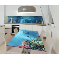 Наклейка 3Д вінілова на стіл Zatarga «Підводний альянс» 650х1200 мм для будинків, квартир, столів, кафе