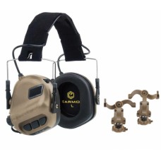 Тактичні навушники EARMOR М31 та кріплення на шолом OPS Core чебурашка Койот (2046553881)