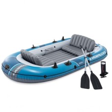 Чотиримісний надувний човен Intex 66324 Excursion 4 Set, 315 х 165 см, (весла, ручний насос). 3-х камерний