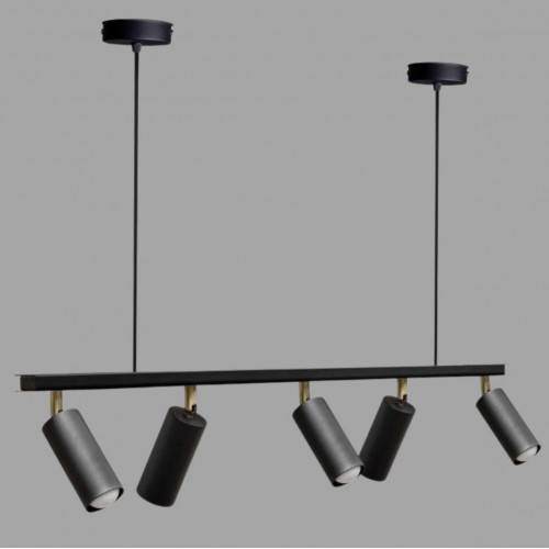 Люстра підвісна MSK Electric Tube в стилі лофт із поворотними плафонами NL 2450-5 BK