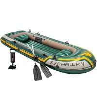 Чотиримісний надувний човен Intex 68351 Seahawk 4 Set, 351 х 145 см, (весла, ручний насос). 3-х камерний