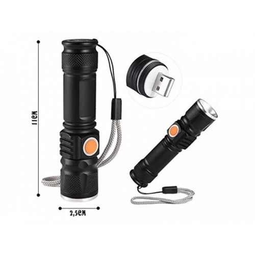Ліхтарик ручний на акумуляторі Bailong BL-616-T6 USB заряджання (1756375751)