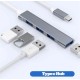 Хаб розгалужувач для ноутбука TWS USB Type-C на 4 порти USB Gray