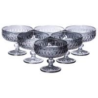 Набір креманок на ніжці YIWU 300 мл Сірий 6 шт (HP-19-118)