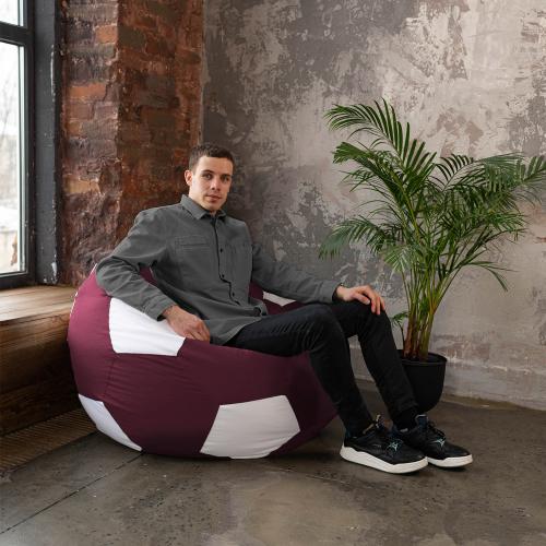 Крісло мішок М'яч Оксфорд 120см Студія Комфорту Великий Бордовий + Білий Крісло мішок М'яч Оксфорд 120см Студія Комфорту Великий Бордовий + Білий