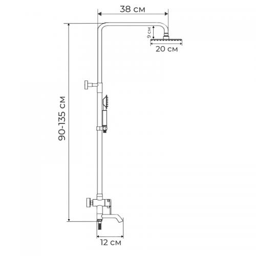 Душова колона зі змішувачем Mixxus NOX-009-J Black SUS304 (MI5751) Душова колона зі змішувачем Mixxus NOX-009-J Black SUS304 (MI5751)