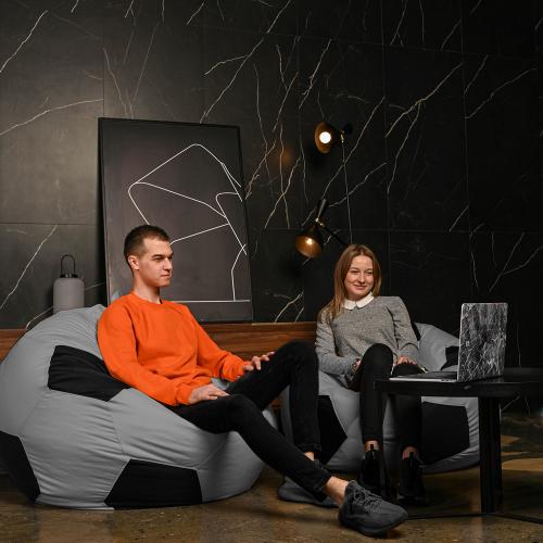 Крісло мішок М'яч Оксфорд 120см Студія Комфорту Великий Сірий + Чорний Крісло мішок М'яч Оксфорд 120см Студія Комфорту Великий Сірий + Чорний