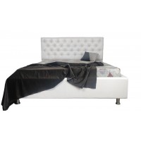 Ліжко двоспальне BNB Arizona Comfort 180 x 190 см Стразы З підйомним механізмом та нішою для білизни Екошкіра Білий