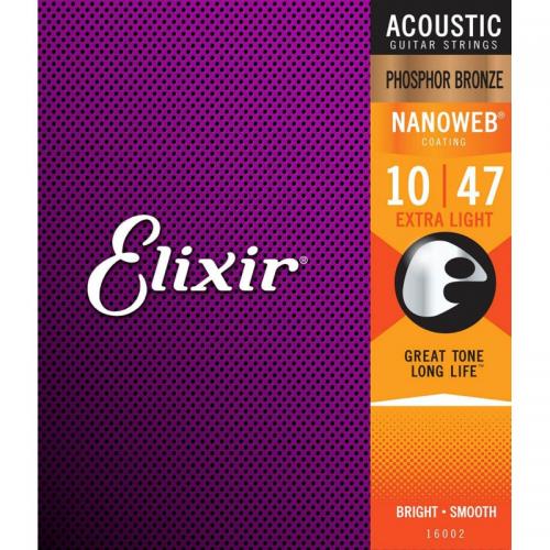 Струни для акустичної гітари Elixir 16002 Nanoweb Phosphor Bronze Acoustic Extra Light 10/47 Струни для акустичної гітари Elixir 16002 Nanoweb Phosphor Bronze Acoustic Extra Light 10/47