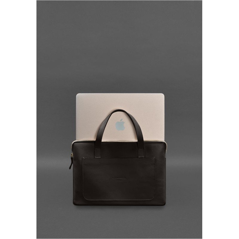 Шкіряний чохол з ручками для ноутбука 13 дюймів Темно-коричневий BlankNote