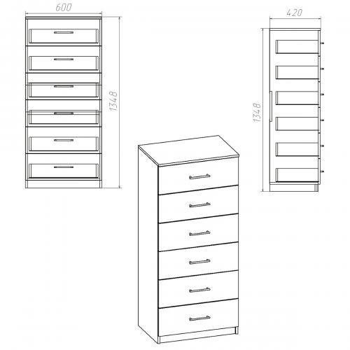 Комод для речей МС 6 Компанит Венге