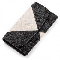 Гаманець жіночий STINGRAY LEATHER 18103 із натуральної шкіри морського ската Чорний, Чорний