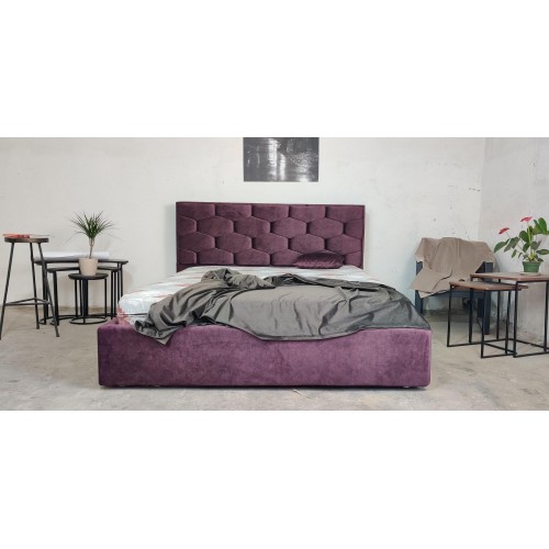 Ліжко двоспальне BNB Octavius Comfort 160 x 190 см Simple З підйомним механізмом та нішою для білизни Фіолетовий