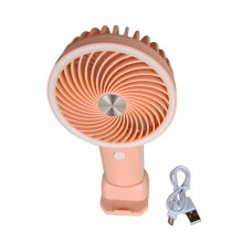 Вентилятор ручний акумуляторний з підставкою для телефону Mini Fan HX09-1 Персиковий з білим