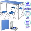 Розкладний туристичний стіл для пікніка зі стільцями в валізі Easy Campi Синій + Парасолька 1.8м