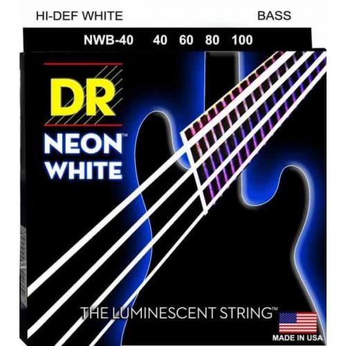 Струни для бас-гітари DR NWB-40 Hi-Def Neon White K3 Coated Light Bass Guitar 4 Strings 40/100 Струни для бас-гітари DR NWB-40 Hi-Def Neon White K3 Coated Light Bass Guitar 4 Strings 40/100