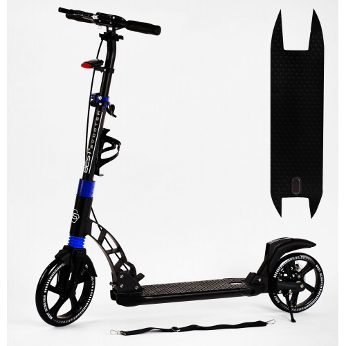 Двоколісний самокат Best Scooter Колеса PU складаний 2 амортизатора дисковий гальмо ліхтарик Balck/Blue (116718) Двоколісний самокат Best Scooter Колеса PU складаний 2 амортизатора дисковий гальмо ліхтарик Balck/Blue (116718)