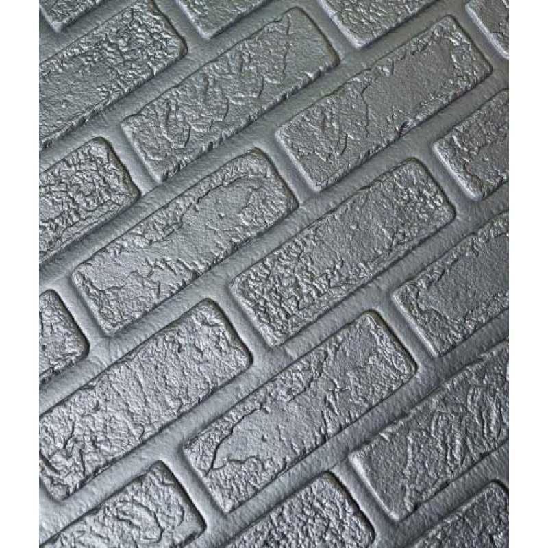 Самоклеюча декоративна 3D панель Loft-Expert цегла деко срібна700x700x5 мм