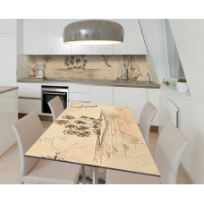 Наклейка 3Д вінілова на стіл Zatarga «Першовідкривачі» 600х1200 мм для будинків, квартир, столів, кав'ярень, кафе