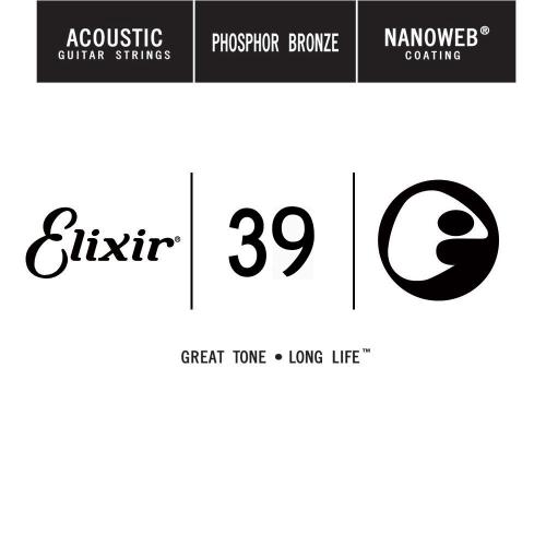 Струна Elixir 14139 Acoustic Nanoweb Phosphor Bronze .039 Струна Elixir 14139 Acoustic Nanoweb Phosphor Bronze .039