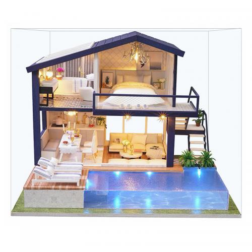 Ляльковий будинок конструктор DIY Cute Room A-066-B Вілла з басейном (7162-22035)