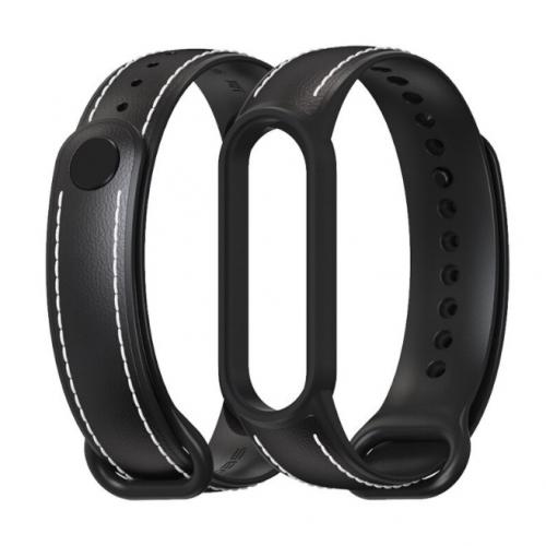 Ремінець для Xiaomi Mi Band 5 | 6 силікон + шкіра MiJobs Чорний (1540701) Ремінець для Xiaomi Mi Band 5 | 6 силікон + шкіра MiJobs Чорний (1540701)