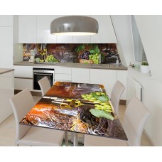 Наклейка 3Д вінілова на стіл Zatarga «Келих вина біля водоспаду» 650х1200 мм (Z184572/1st)